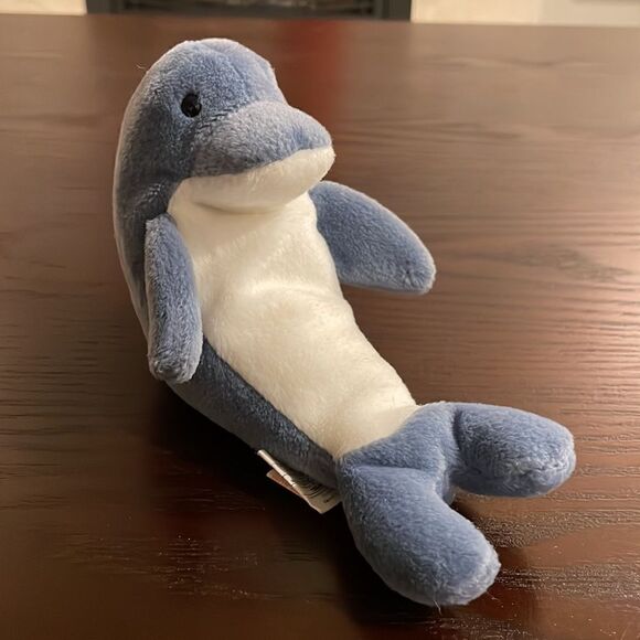 1996 Vintage Ty Beanie Baby Echo the Dolphin PVC Pellets Good Condition 9” long - Picture 2 of 9